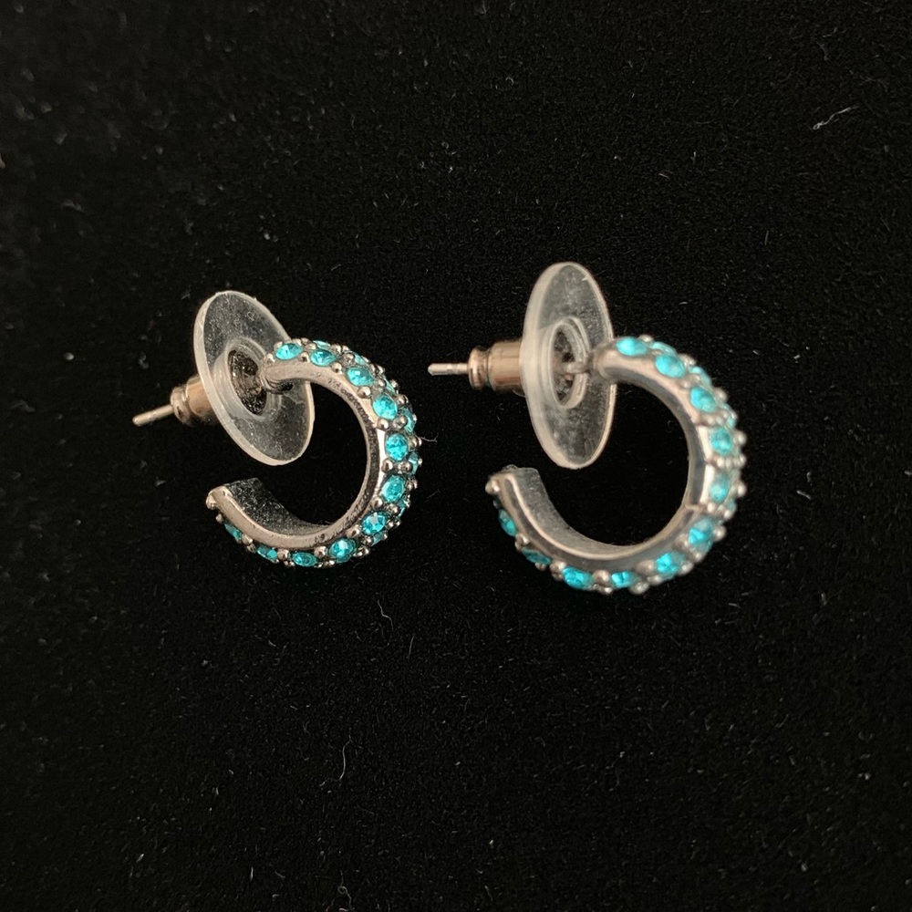 Blue stone hoop earrings